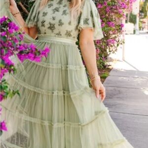 Ivy City Co Sage Green Tiered Maxi Dress